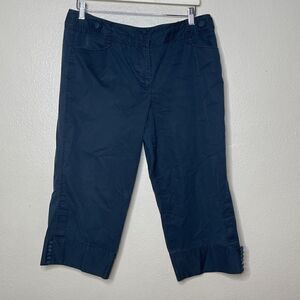 Loft Pants Womens 12 Black Capri Cropped Casual Pockets Cotton